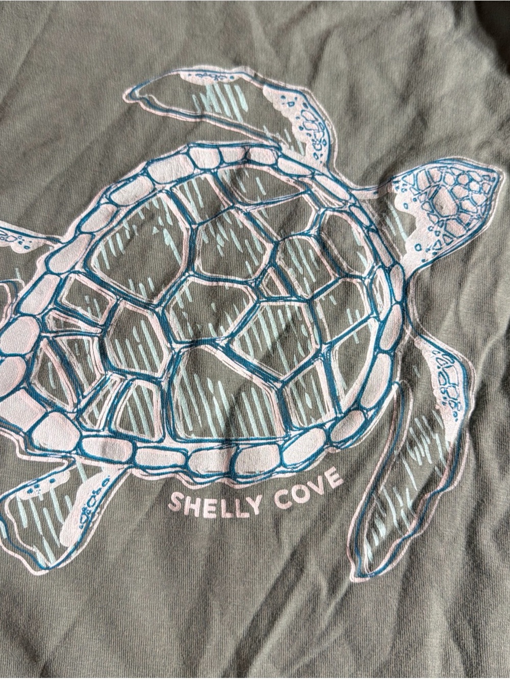 Comfort Wash Shelly Cove Green Sea Turtle Reptile Tee